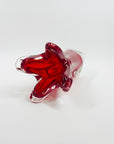1960s JAPANESE RED TREE LOG SHAPE GLASS SWUNG VASE