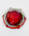 1950s MURANO MANDRUZZATO RUBY SOMMERSO DIAMOND FACETED GLASS BOWL