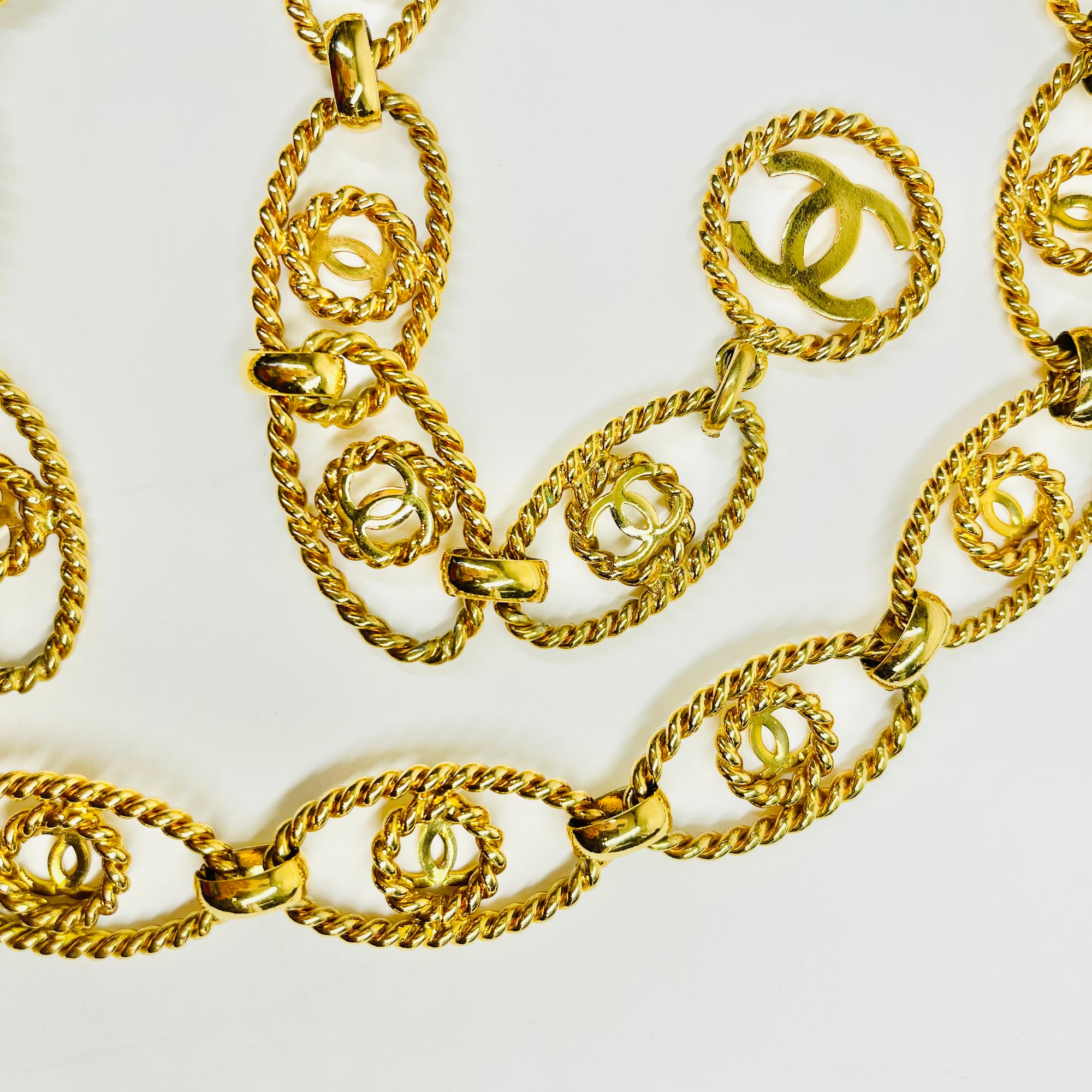 1990s CHANEL MATELASSE GOLD PLATED LOGO BELT