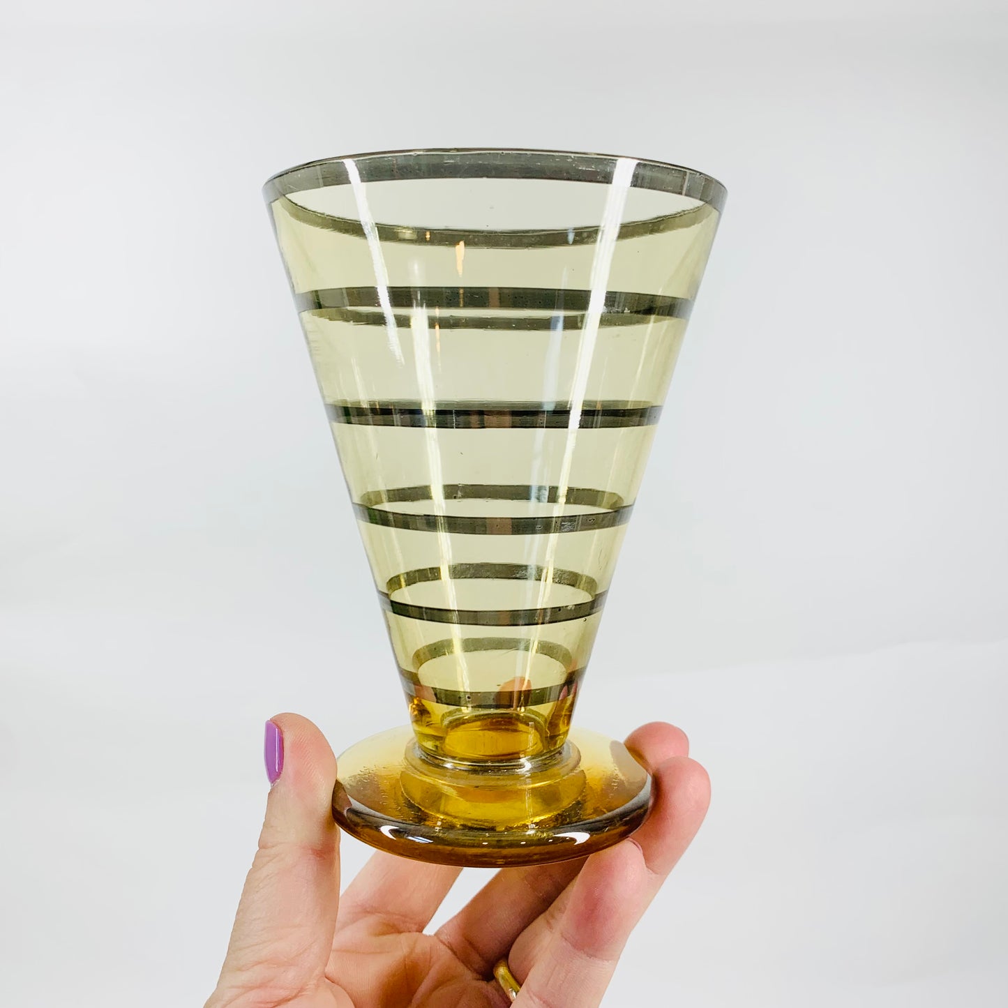 50s AMBER SILVER GILDED CONICAL/COCKTAIL GLASSES