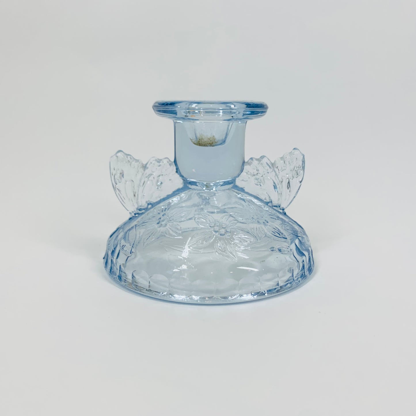 BLUE DEPRESSION GLASS CANDLE HOLDER