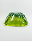1940s BAROVIER GREEN SOMMERSO GLASS SCALLOP RIM BOWL WITH CONTROLLED BUBBLES
