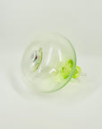 1990s HAND MADE HOGLUND GREEN OMBRE GLASS AMPHORA VASE/JUG