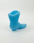 1940s FENTON PRESSED COLOUR MILK GLASS BOOT/MINI VASE
