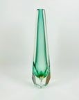 1980s TURQUOISE YELLOW SOMMERSO GLASS HEXAGON MANDRUZZATO VASE