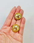 2024 CHANEL CC GOLD LOGO COSTUME PEARL TURNKEY PIERCED BUTTON EARRINGS