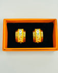VINTAGE HERMES YELLOW FLOWER CLOISONNE CLIP ON EARRINGS