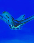 X-LARGE 1940s URANIUM MURANO BLUE SOMMERSO GLASS BOWL