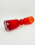 1960s FINNISH RED OMBRE GLASS HOOP VASE BY TAMARA ALADIN FOR RIIHIMAEN LASI