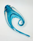 1950s MURANO TURQUOISE BLUE SPATTER GLASS FLAME BASKET/VASE