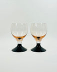 1950s ITALIAN PINK COCKTAIL/WINE GLASSES WITH BLACK STEM