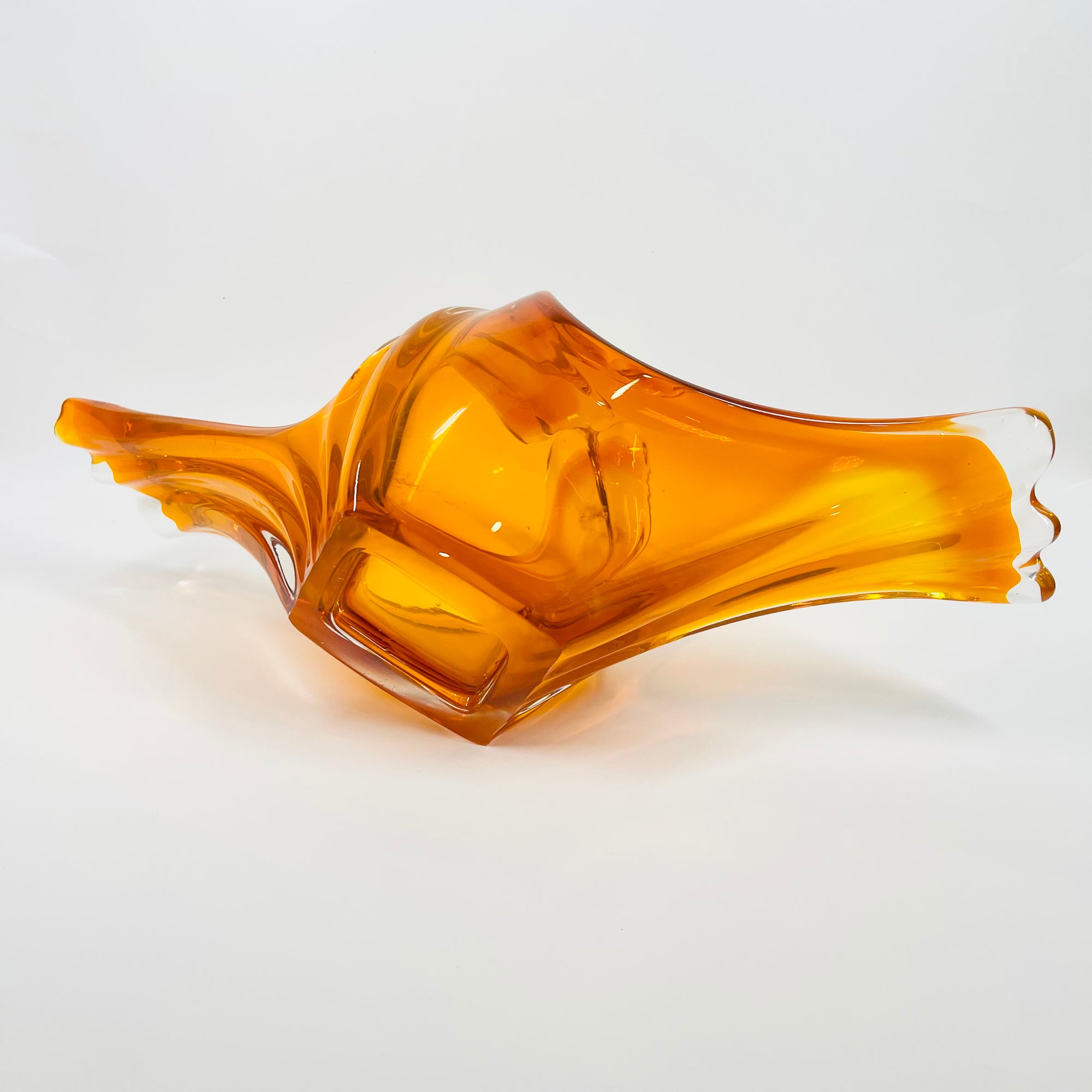 1970s JAPANESE ORANGE FLAME BASKET/BOWL/VASE