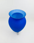 1950s JAPANESE CASED SATIN COBALT BLUE FOOTED TRIPOD GLASS VASE