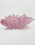 1950s PINK MURANO OPALINE GLASS SHELL BOWL WITH PEARL