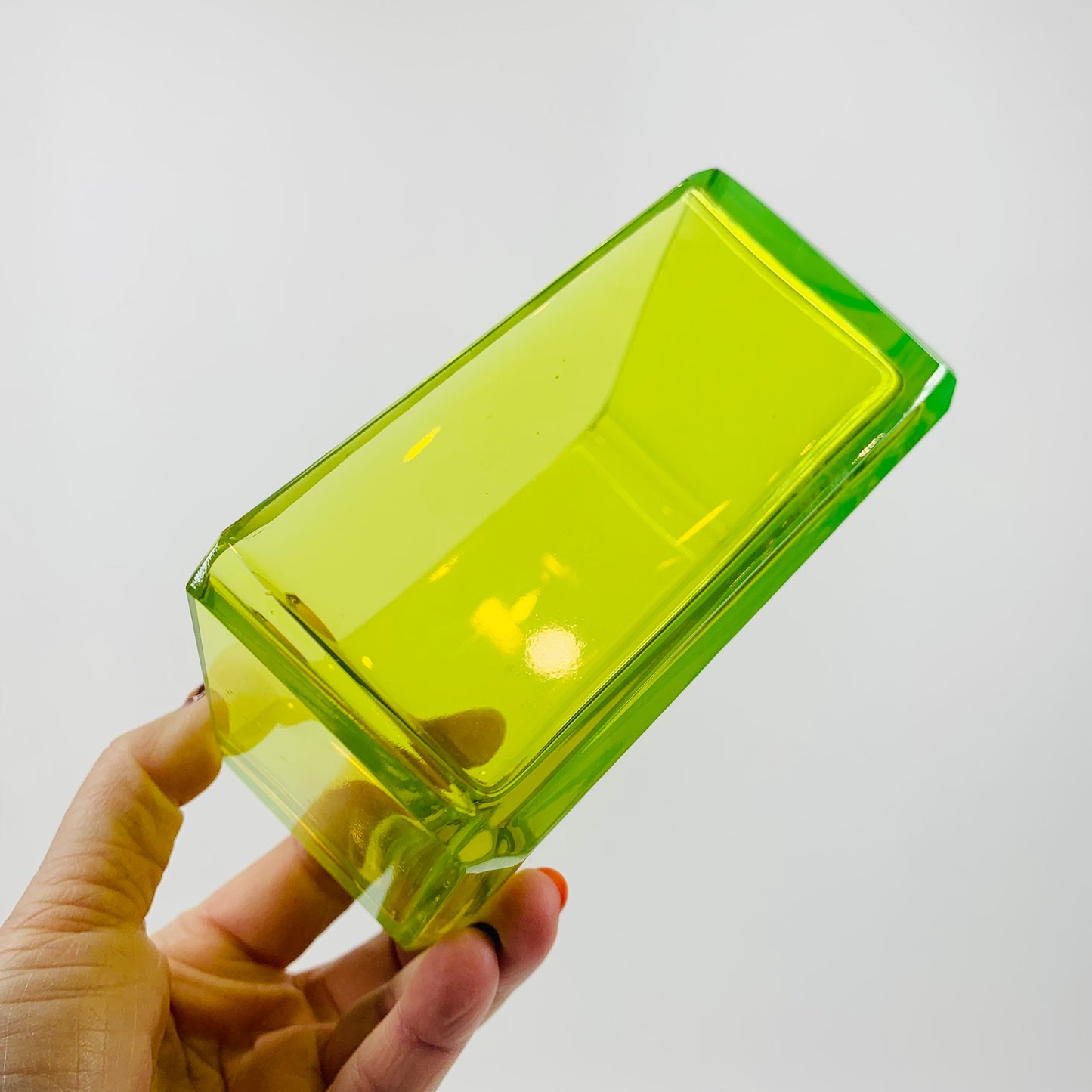 ART DECO URANIUM GLASS BOX