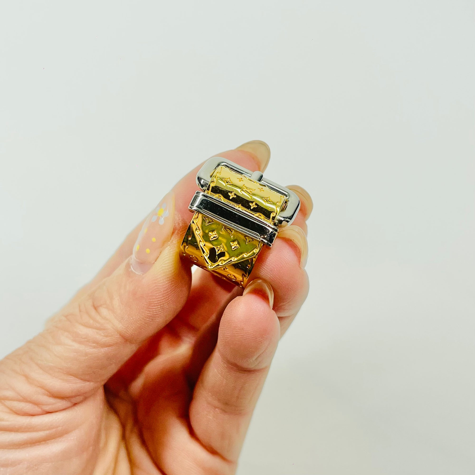 VINTAGE LOUIS VUITTON COSTUME TWO TONE MONOGRAM BUCKLE RING