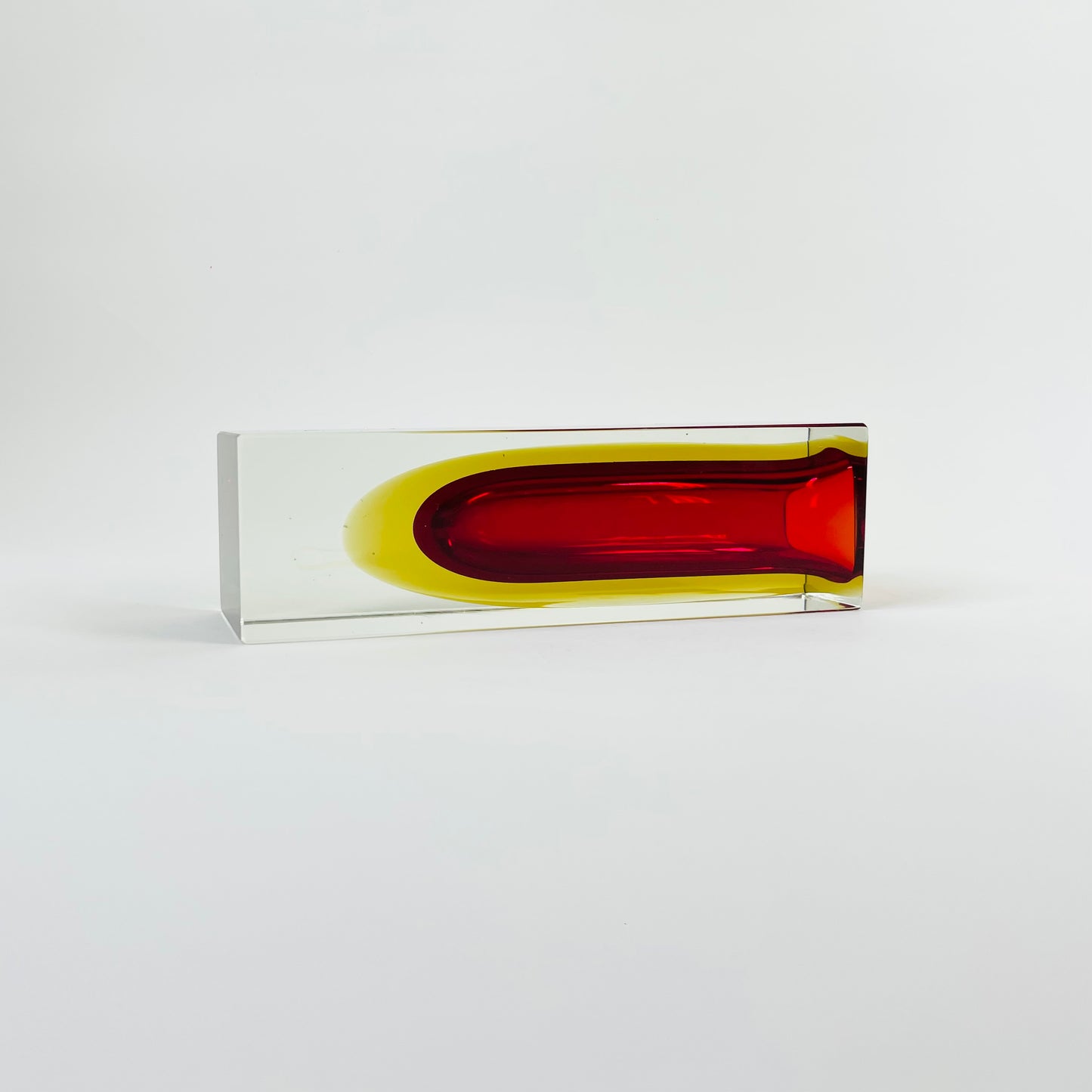 1950s RED YELLOW SMALL BLOCK MANDRUZZATO VASE