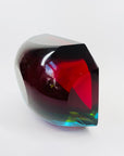 XXL 1950s RED BLUE AMBER MURANO MANDRUZZATO SOMMERSO FACETED GLASS BOWL