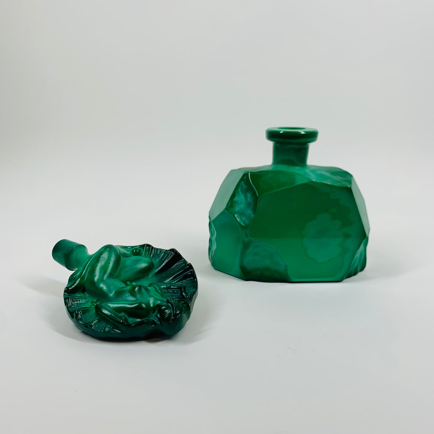 ART DECO MALACHITE GLASS PERFUME BOTTLE