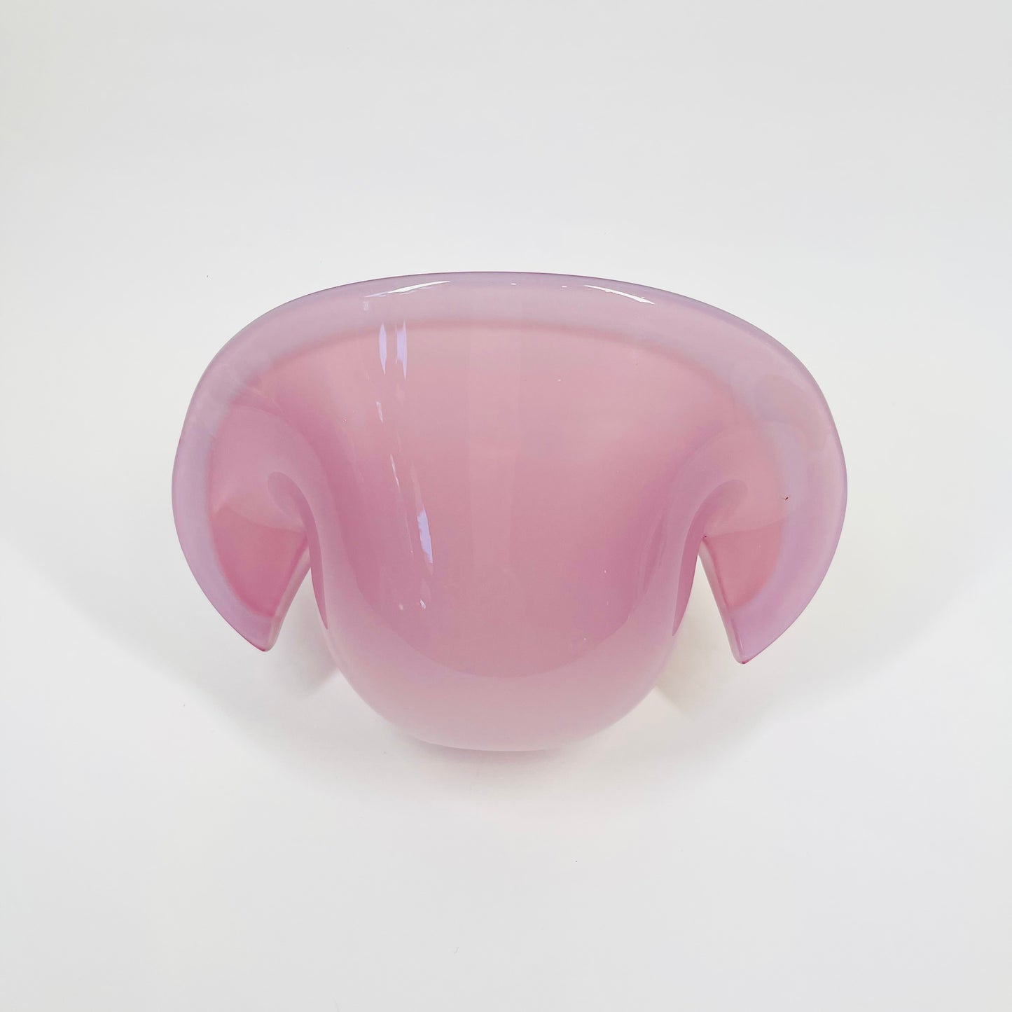 1950s PINK MURANO OPALINE GLASS SHELL BOWL