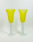 1970s HAND MADE MURANO YELLOW SATIN GLASS FLUTES