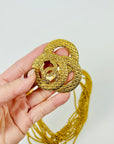 2009 CHANEL LOGO MEDALLION GOLD PLATED MULTI-MESH CHAINS NECKLACE
