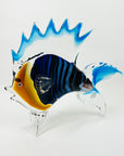 LARGE 1980s MURANO BLUE ART GLASS FISH PAPERWEIGHT/SCULPTURE