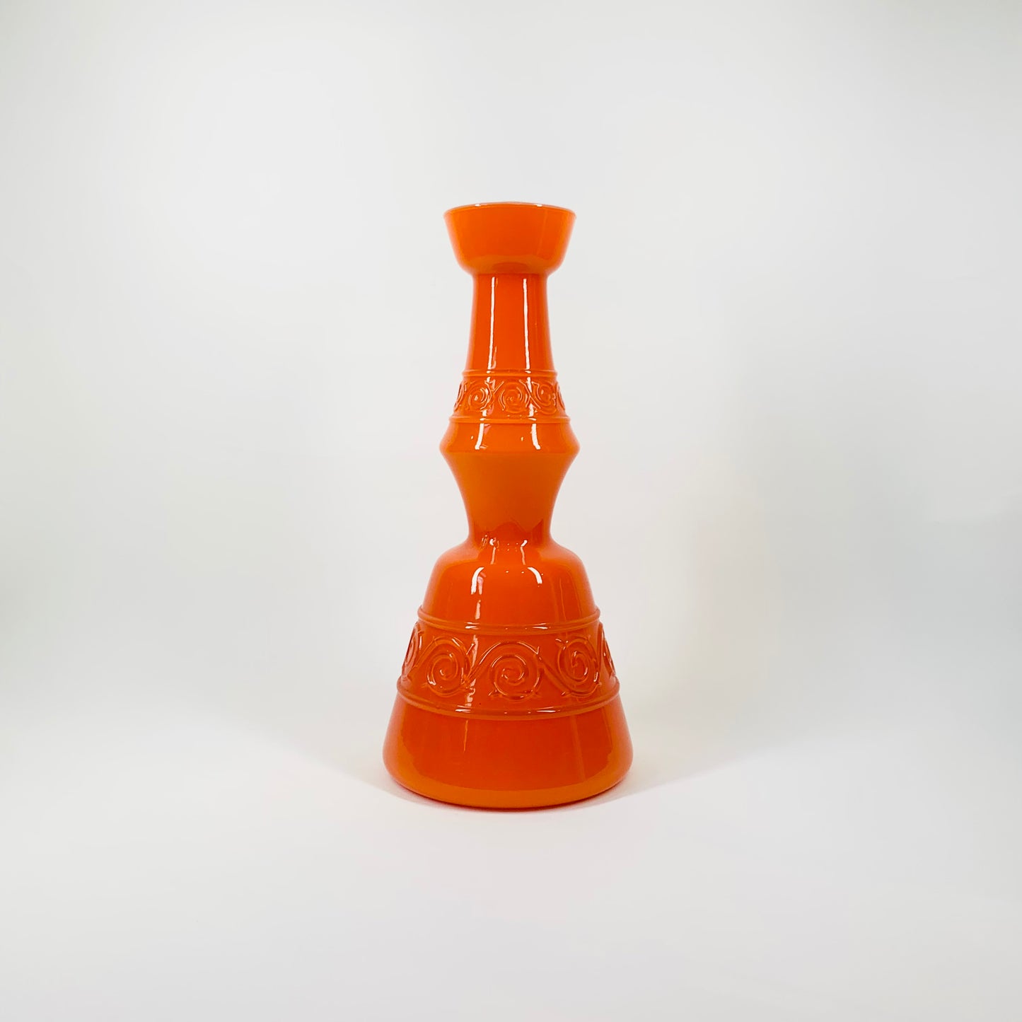 1960s ITALIAN EMPOLI ORANGE GLASS VASE