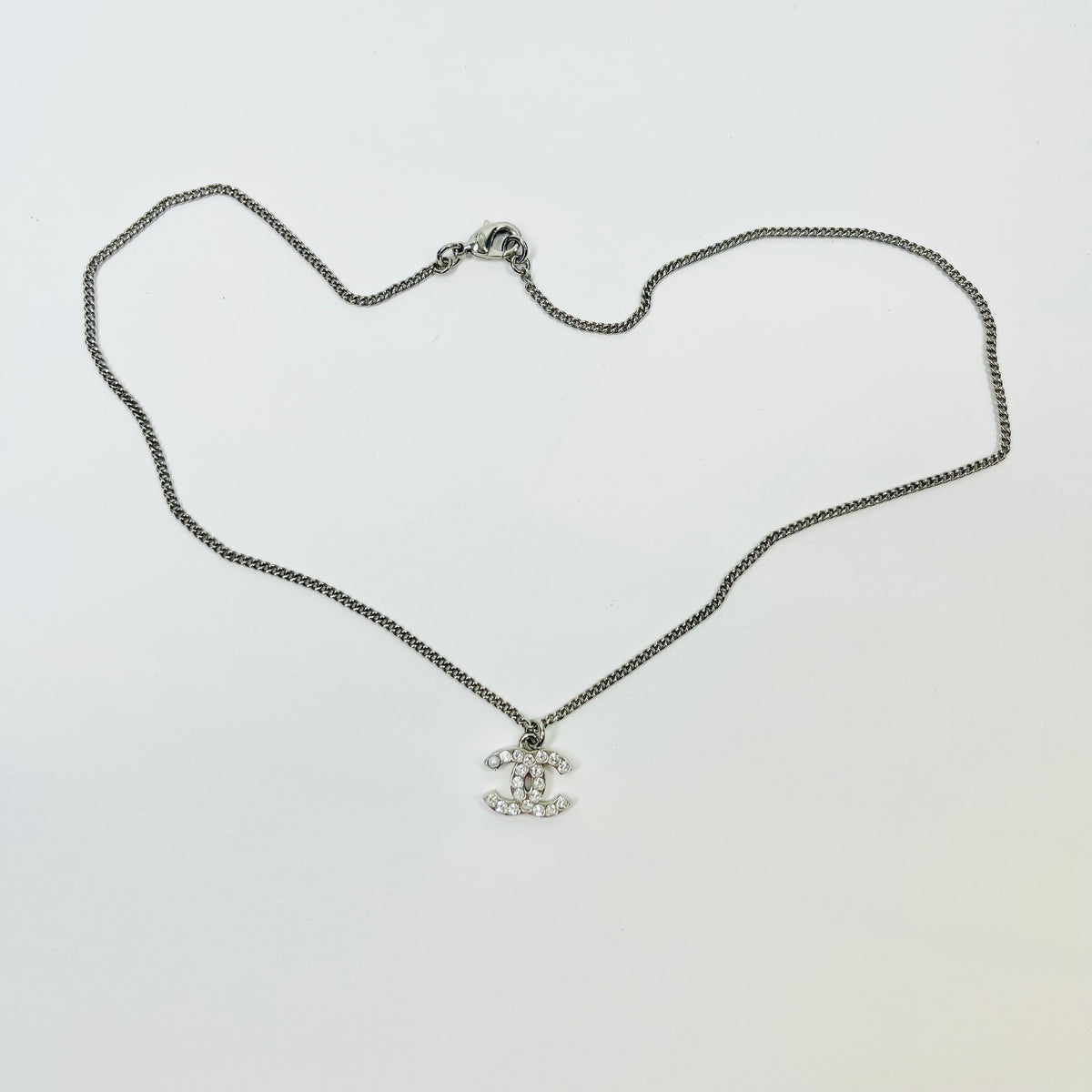 Y2K CHANEL DIAMANTÉ LOGO NECKLACE