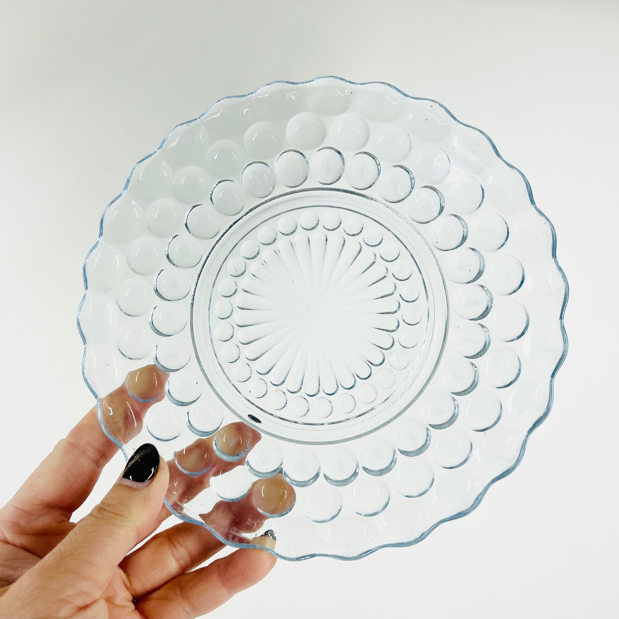 1950s ANCHOR HOCKING BLUE BUBBLE GLASS PLATE/BOWL