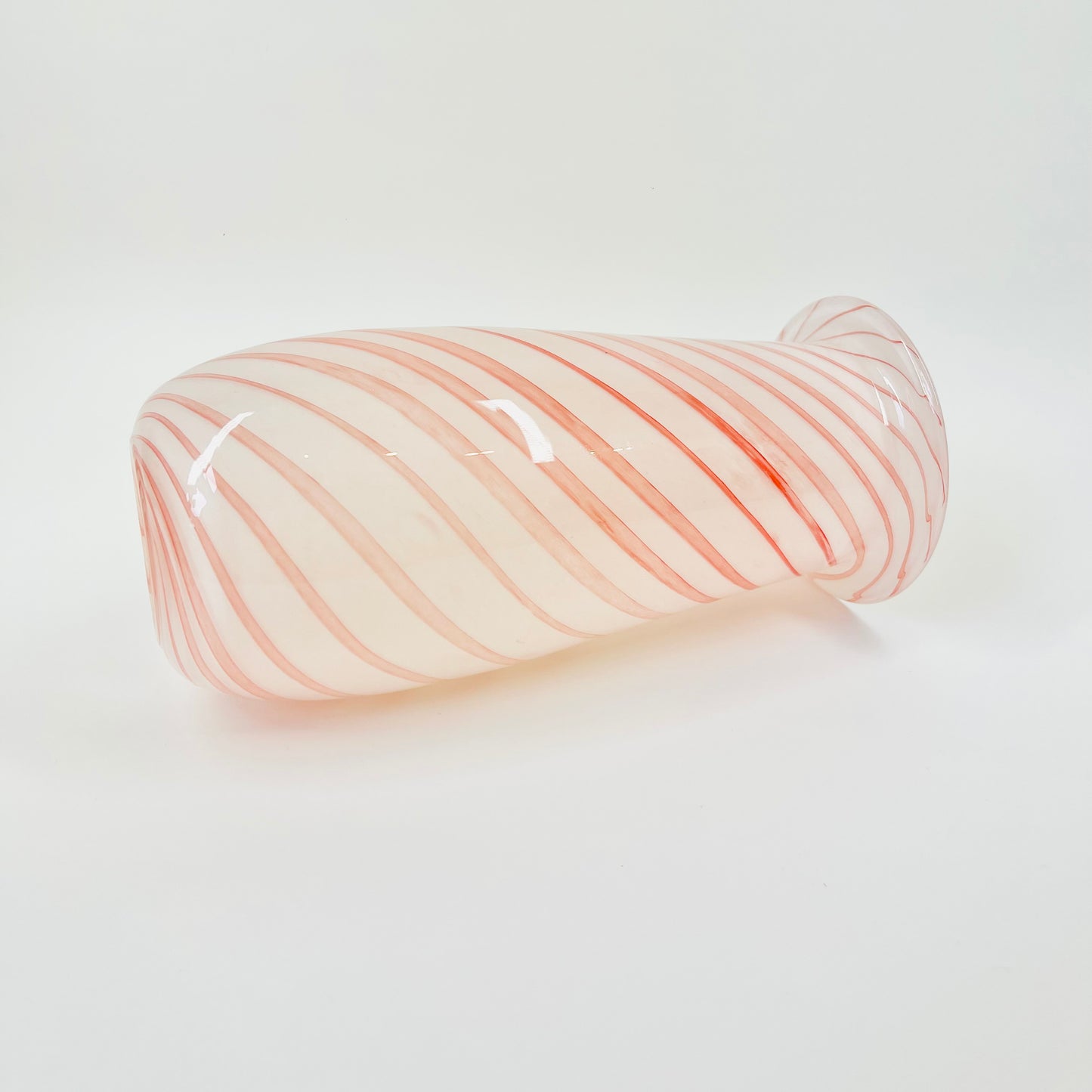 1960s CASED MURANO RED ORANGE CANDY CANE POSY VASE