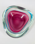 1960s PINK TURQUOISE SOMMERSO FACETED GEODE GLASS BOWL