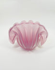 1950s PINK MURANO RIBBED OPALINE GLASS SHELL BOWL (MEDIUM)