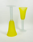 1970s HAND MADE MURANO YELLOW SATIN GLASS FLUTES