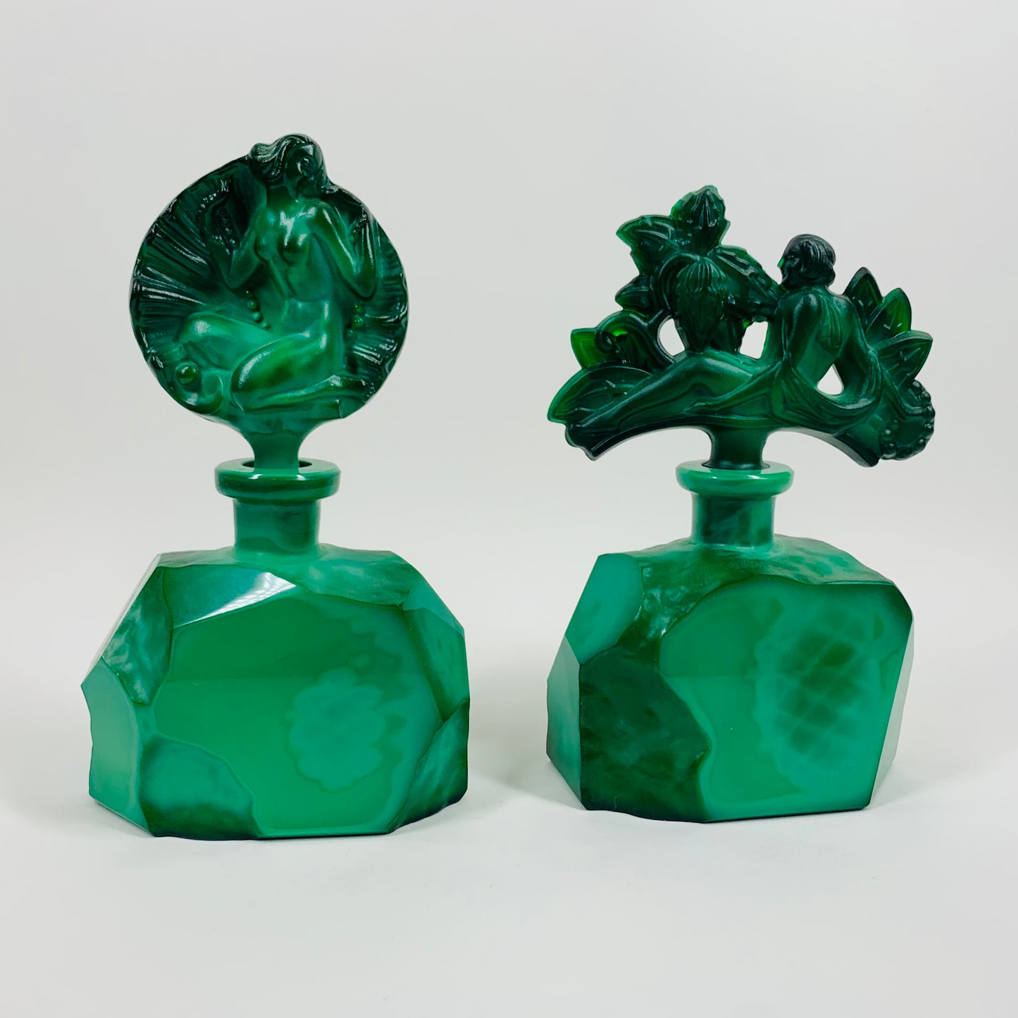 ART DECO MALACHITE GLASS PERFUME BOTTLE