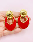 RED ENAMEL DROP EARRINGS