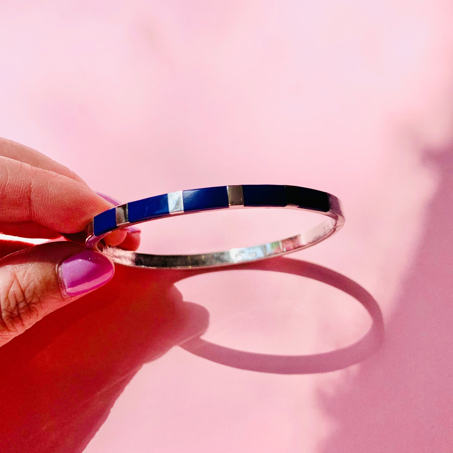 STERLING SILVER LAPIS BANGLE