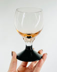1950s ITALIAN PINK COCKTAIL/WINE GLASSES WITH BLACK STEM