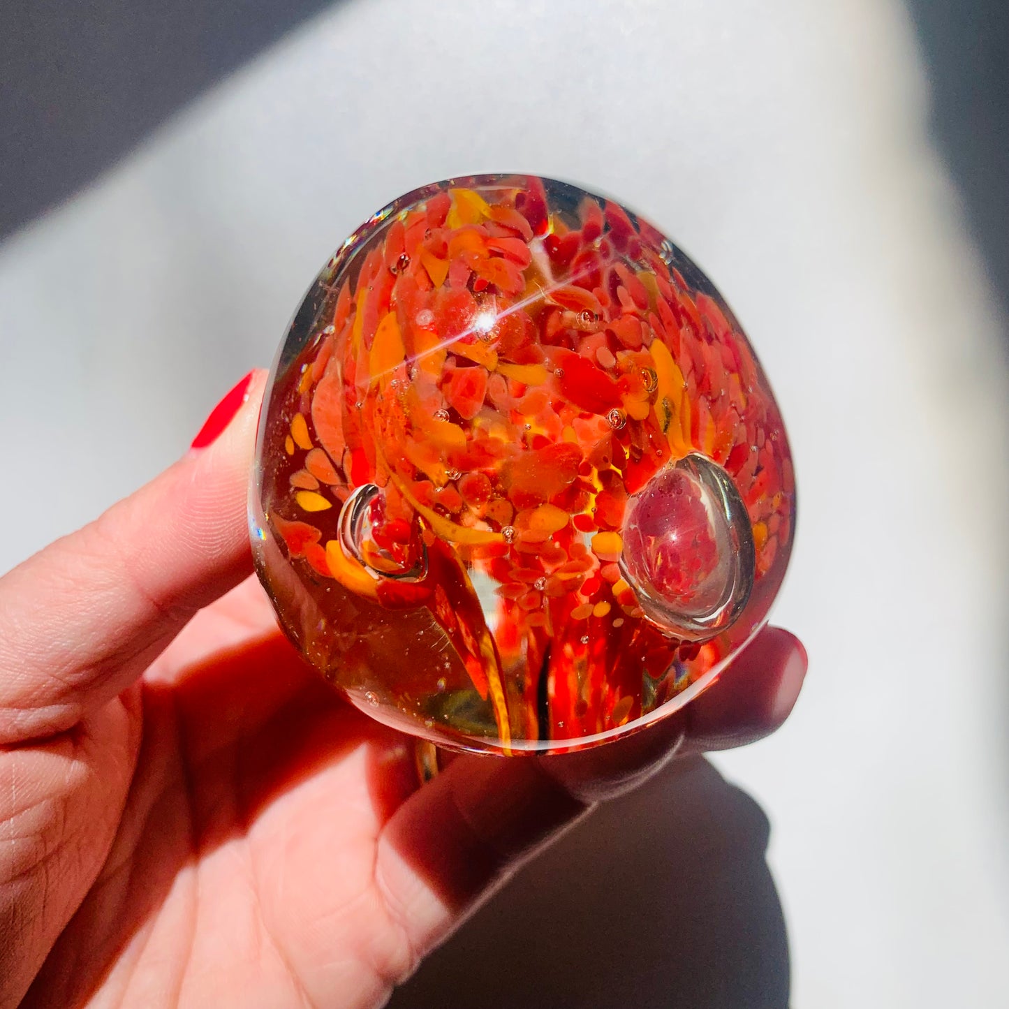 MCM MULTI SPATTER ART GLASS PAPERWEIGHT