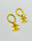 1996 CHANEL CC LOGO TEAR DROP CLIP ON EARRINGS