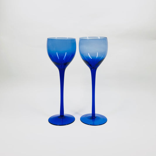 BLUE LONG STEM WINE GLASSES