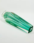 1980s TURQUOISE YELLOW SOMMERSO GLASS HEXAGON MANDRUZZATO VASE