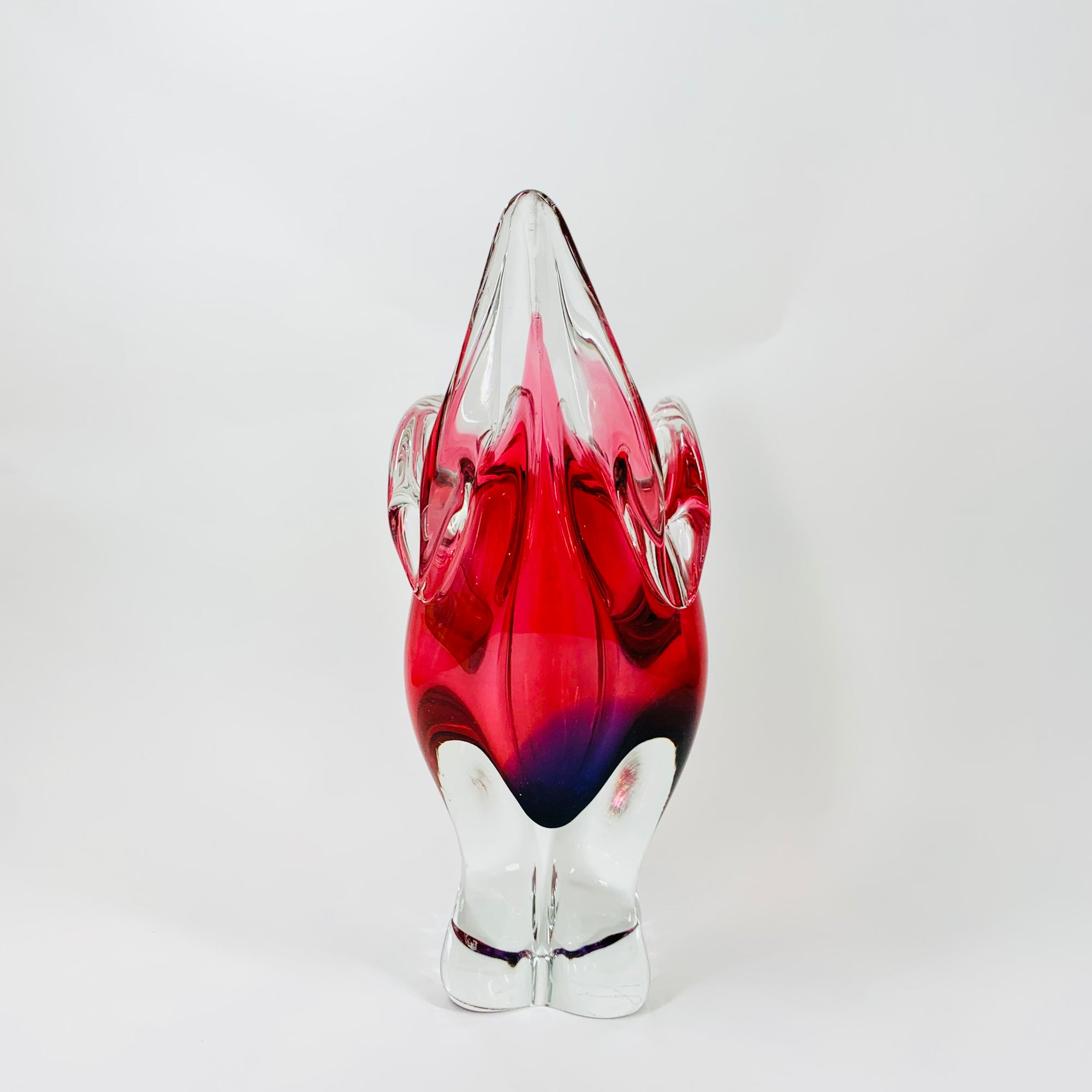 1960s SKLO UNION GREEN SOMMERSO GLASS VASE BY JOSEF HOSPODKA