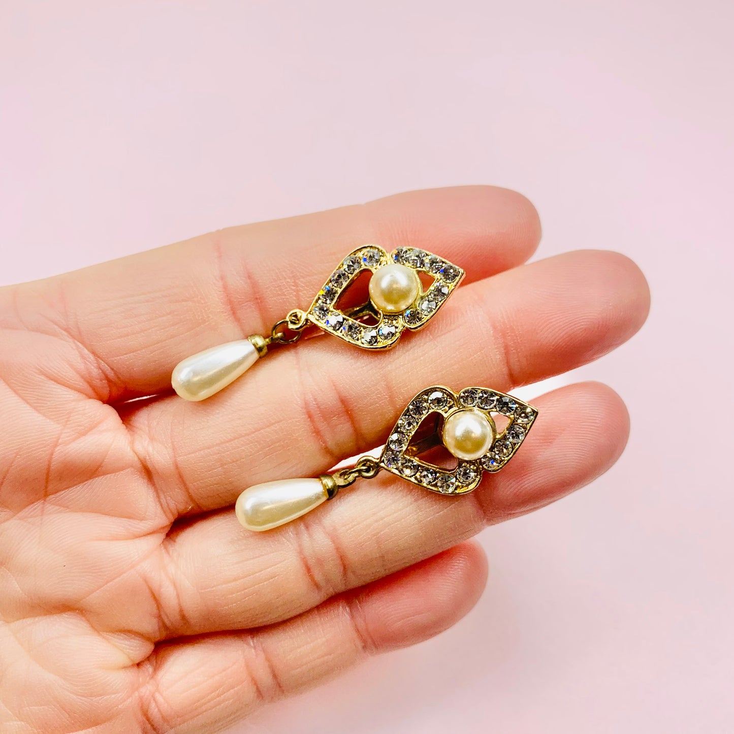 60s MARQUIS PEARL DROP EARRINGS