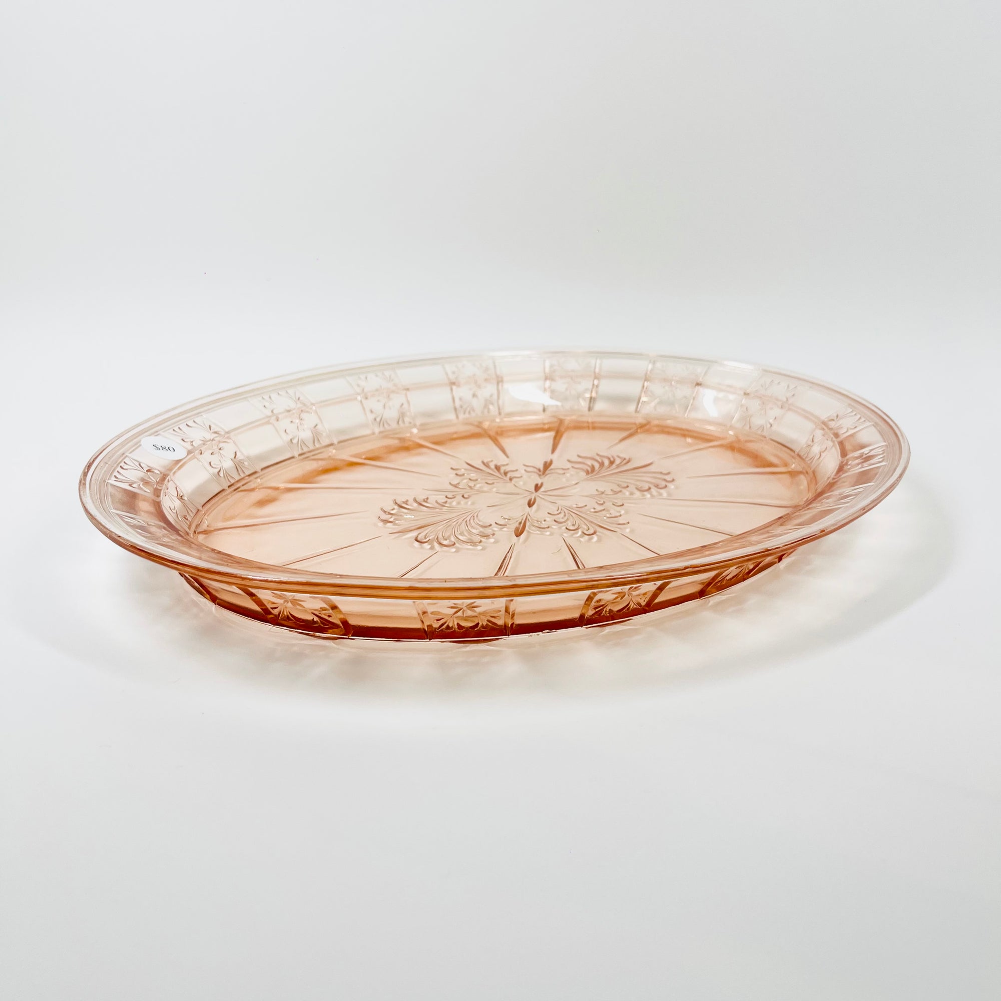 ANTIQUE DEPRESSION PINK PRESSED GLASS PLATE/BOWL/DINNER SERVICE