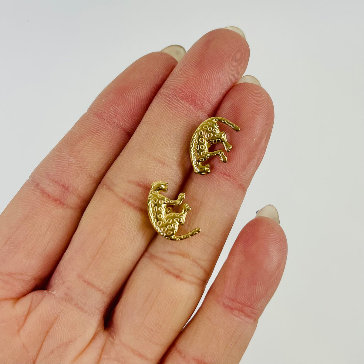 1950s 14K GOLD PANTHER STUD EARRINGS