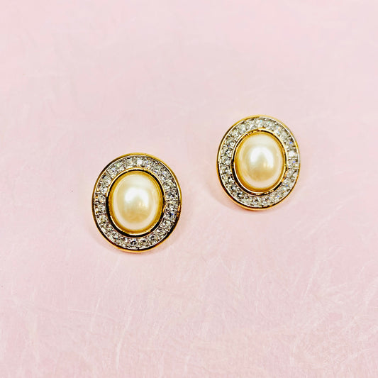 80s HALO PEARL BUTTON EARRINGS