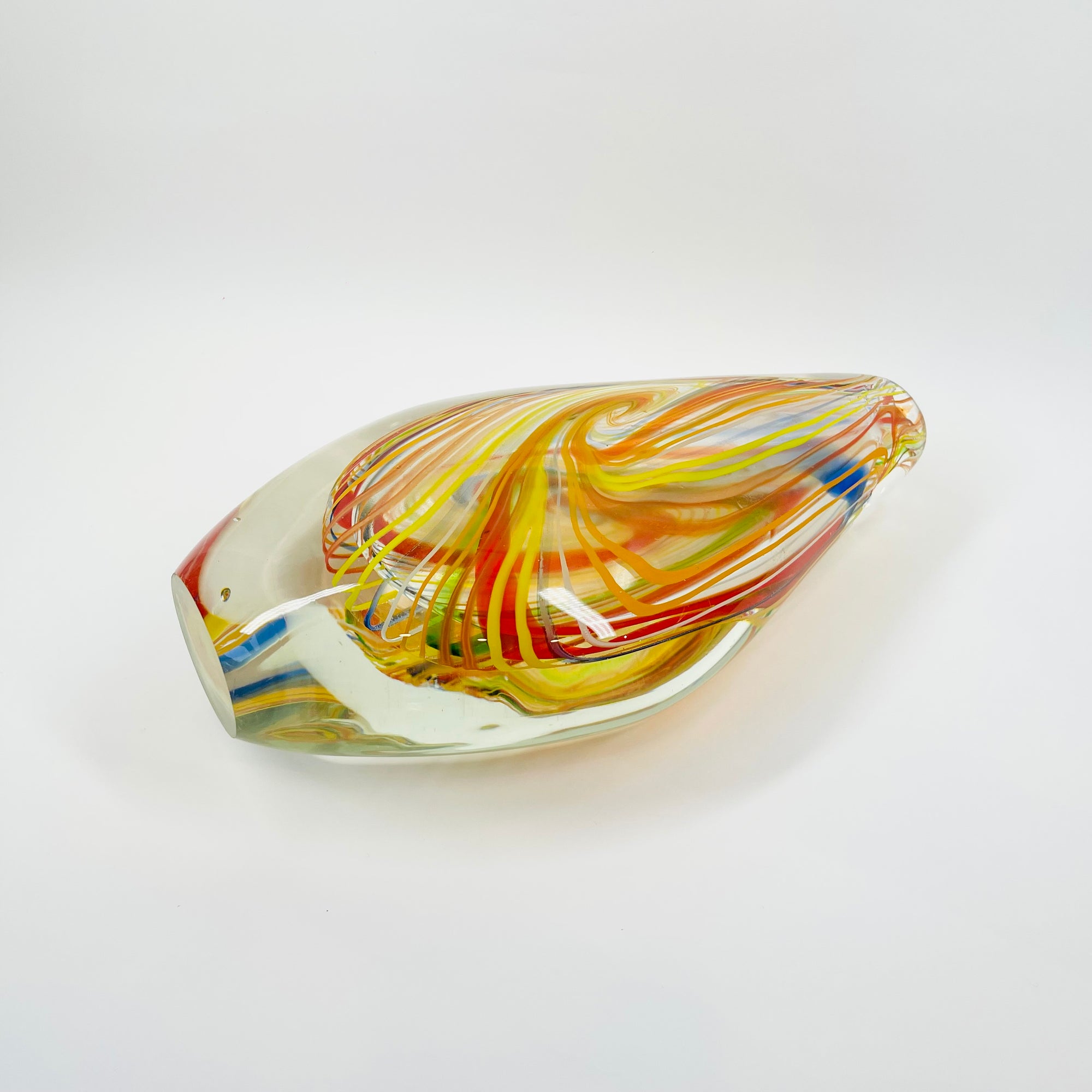 1980s MURANO HARLEQUIN LATTICINO ART GLASS VASE