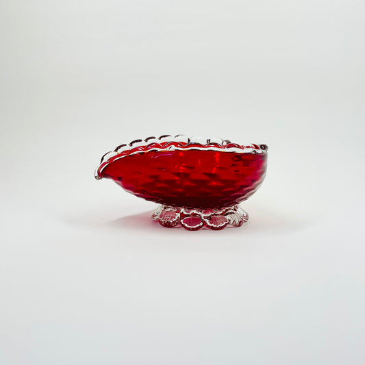 ANTIQUE MURANO RED HEART PINCH BOWL