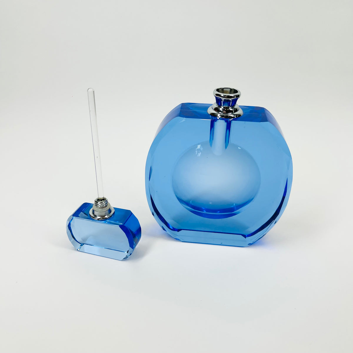 1980s CZECH BLUE CRYSTAL PERFUME BOTTLE